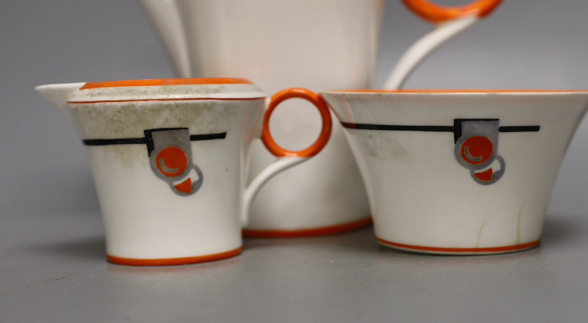 A Shelley Art Deco part tea service, pattern number 12197